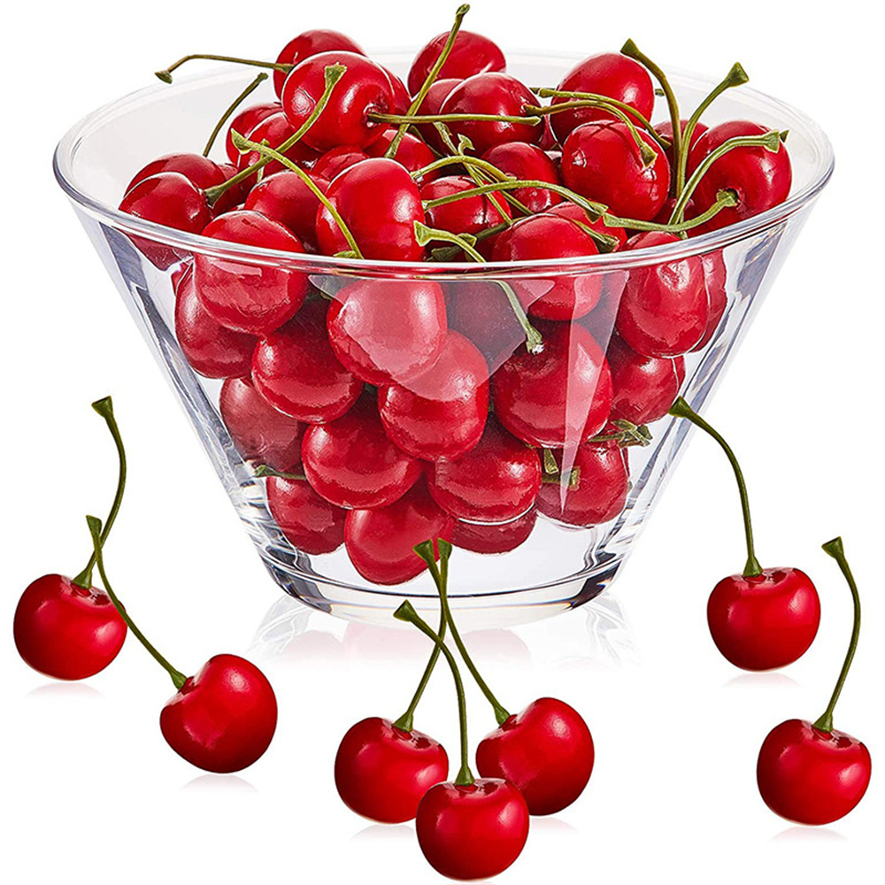 NOGIS 100 Pieces Artificial Cherry Fruit Fake Cherry Lifelike