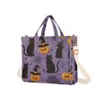 thumbnail image 7 of FORMRS Womens Corduroy Tote Bag Crossbody Shoulder Handbag with Pocket, Purple Halloween Black Cat, 7 of 7