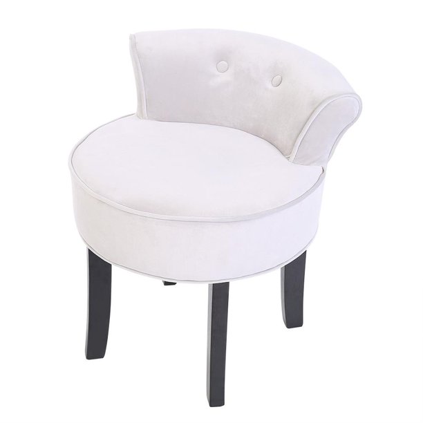 Ylshrf Bedroom Chair Grey Chenille Vanity Stool With Black Legs Bedroom Dressing Chair Stool Walmart Com Walmart Com