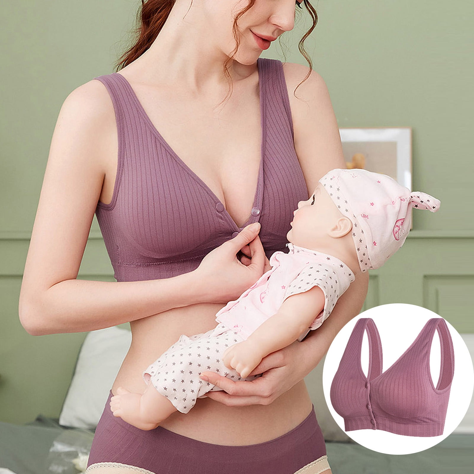 Sunvit Nursing Bras- Simply Sublime Seamless Nursing Bra for Breastfeeding  Wireless Maternity Bra #2 Purple-75A/75B/75C/75D/80A/80B 