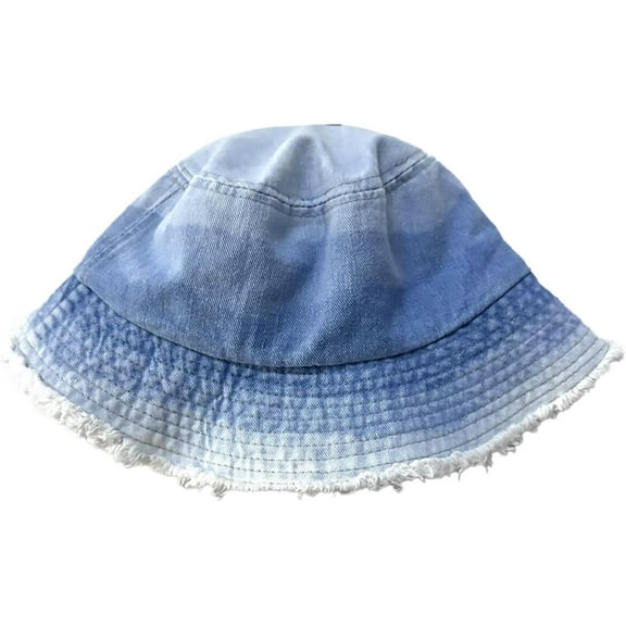 CoCoMangos Cotton Denim Frayed Bucket Hats for Women Patchwork Distressed Washed Floppy Jean Fisherman Wide Brim Boonie Caps