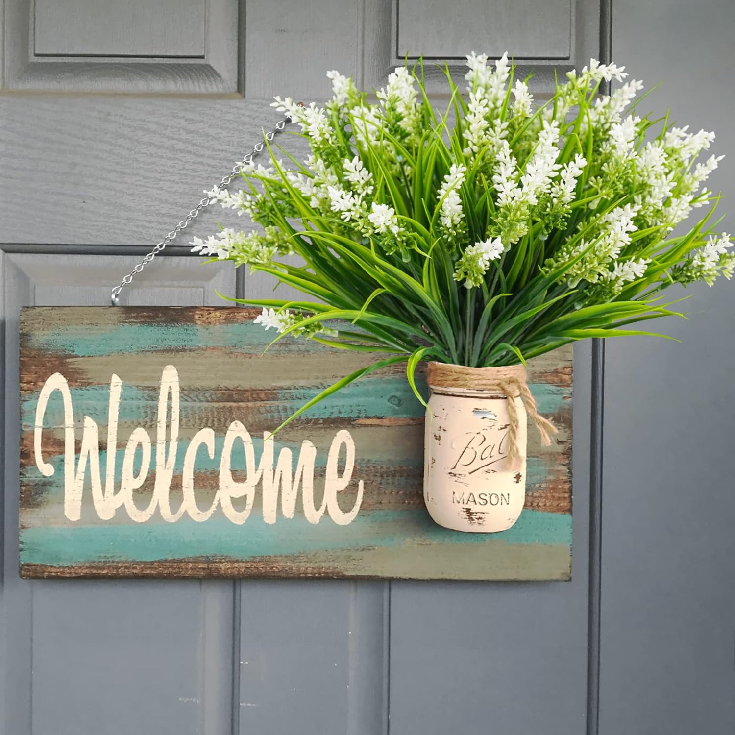 10 Bundles Artificial Plants Outdoor, 18.2" UV Resistant Faux Monkey Grass Greenery Stems No Fade Faux Plastic Flowers Shrubs for Home Weddings Garden Porch Front Patio Office Decor - Yellow
