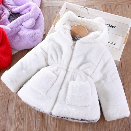

kpoplk Baby Fleece Jacket Boys and Toddlers Light-Weight Water-Resistant Packable Hooded Puffer Coat(White)