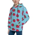 thumbnail image 2 of Salouo Strawberries Pattern Hoodie Sweatshirt for Youth, Fall Pullover Hoodie Sweatshirt Long-Sleeve Pullover Hooded Sweatshirt-Medium, 2 of 6