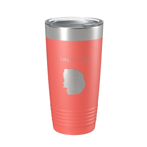 Angel Lake Map Tumbler Travel Mug Insulated Laser Engraved Coffee Cup Nevada 20 oz Coral
