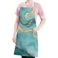 thumbnail image 5 of Blue Gold Marble Pattern Apron-Garden Aprons for Women with Pockets-Cotton Linen Waterproof Kitchen Cooking Gardening Aprons Adjustable for Kitchen,Cooking,BBQ and Salon 33x27 Inch, 5 of 7