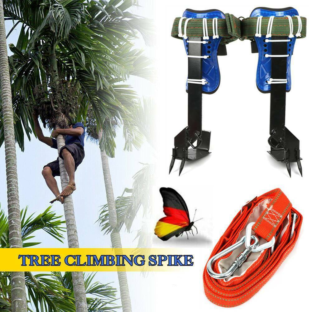Safety Belt Straps A Tree/Pole Climbing Spike Set Adjustable Lanyard Carabiner 
