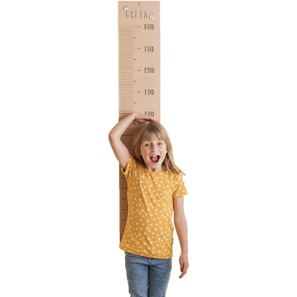 Vintiun | Customizable Children's Meter | Height Growth Chart for Wall | Customizable with Name, Symbols and Arrows | Wooden Measuring Ruler | 115 x 19.5 cm