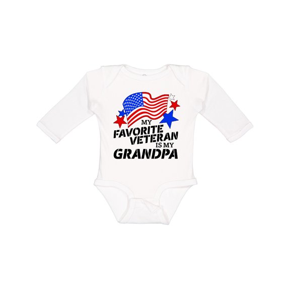 Inktastic My Favorite Veteran is My Grandpa Boys or Girls Long Sleeve Baby Bodysuit