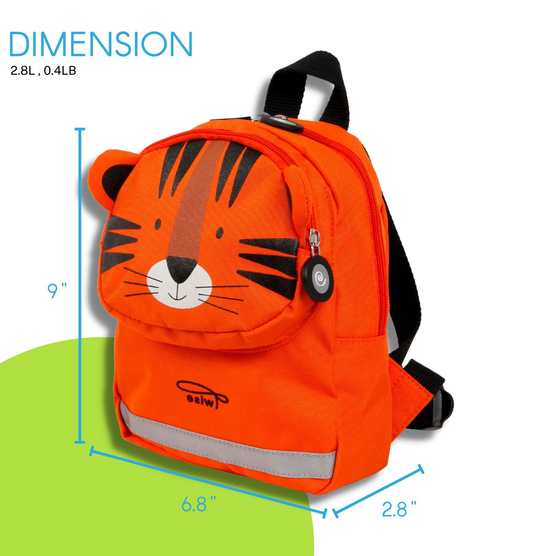 Twise Tots Toddlers Light Weight 9" First Backpack, Tiger