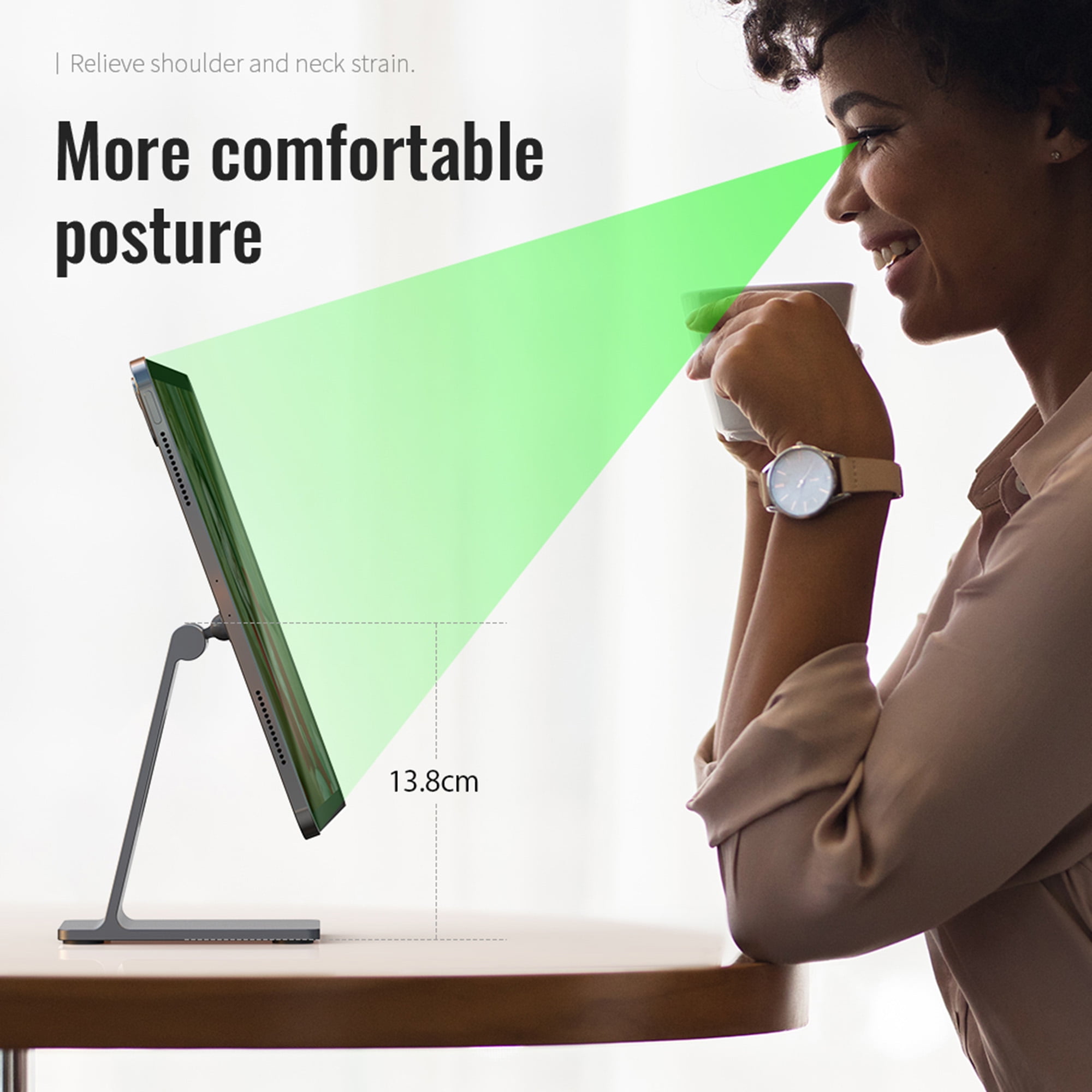 Dteck Magnetic Phone Stand, Adjustable Sturdy Phone Stand & Tablet Stand for Desk, Strong Magnetic, Compatible with MagSafe Charger (MagSafe is not included), Gray