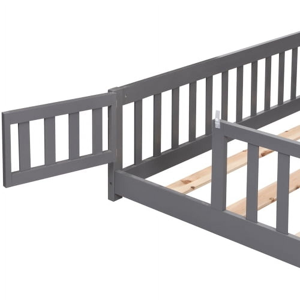 ASINMAK Floor Bed with Door and Fence, Gray