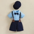 thumbnail image 3 of Qabnzmfo Baby Boys Formal 3 Piece Outfit Bow Tie Bodysuit Suspender Shorts Hat Gentleman Birthday Party Clothes for Infant 3Months-2Years, 3 of 5