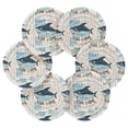 thumbnail image 2 of Haosy Set of 6 Drink Woven Coaster with Holder Heat Resistant Non-Slip Bar Coasters 4 Inches Shark and Newspaper, 2 of 7