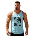 thumbnail image 2 of Beach Tank Tops for Men Coconut Tree Graphic Hawaii Tropical Vacation Casual Crewneck Sleeveless Shirt, 2 of 5