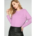 thumbnail image 3 of SSLR Oversized T-Shirts for Women Long Sleeve Crop Tops Henry Neck Waffle Ribbed Top, 3 of 8