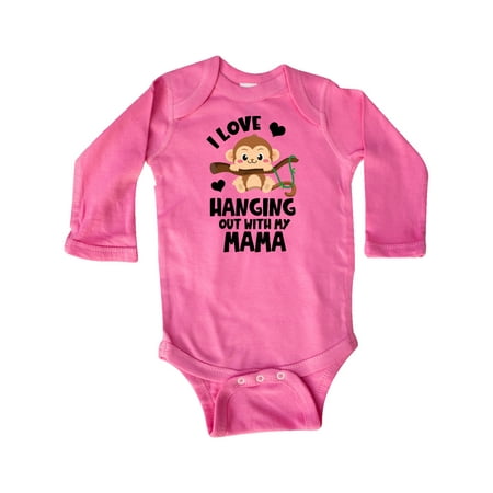 

Inktastic Monkey I Love Hanging out with My Mama Gift Baby Boy or Baby Girl Long Sleeve Bodysuit