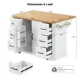 thumbnail image 2 of Harper & Bright Designs Kitchen Island with Drop Leaf and Wheels, Kitchen Storage Cart with Drawers and Storage Rack, Rolling Kitchen Island with Power Outlet, White, 2 of 18