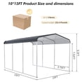 thumbnail image 3 of 10x15/12x20 FT Metal Carport, Heavy Duty Carport, Shelter with Galvanized Metal Roof and Updated Frame, Car Canopy Garage for Car, Pickup, Boats and Tractors, 3 of 8