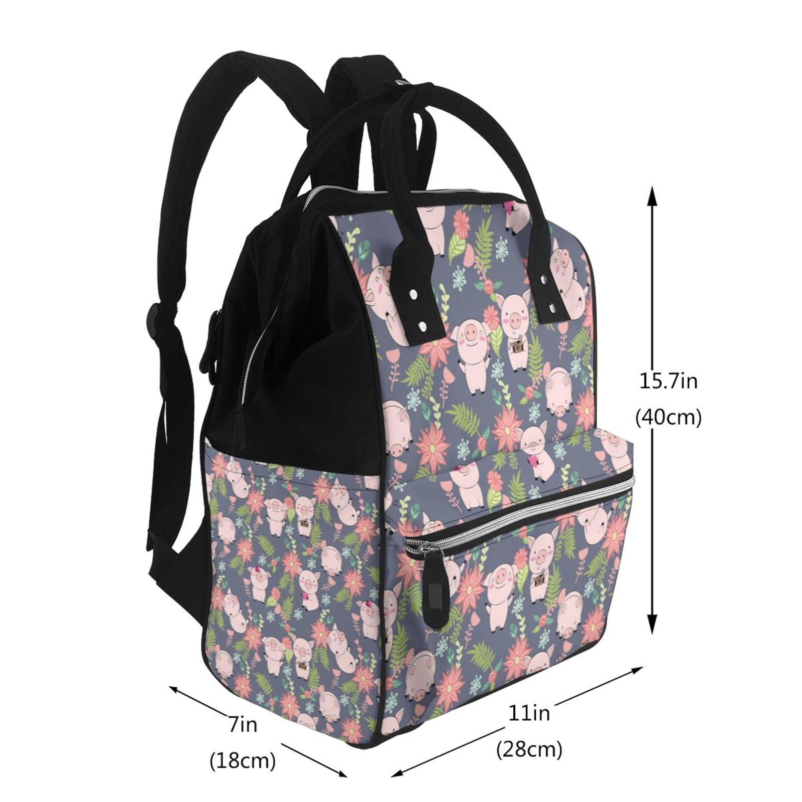 Ratiio Pigs 1 Mummy Backpack - Waterproof Twill Canvas, Large Capacity Diaper Bag with Multiple Pockets and Adjustable Straps