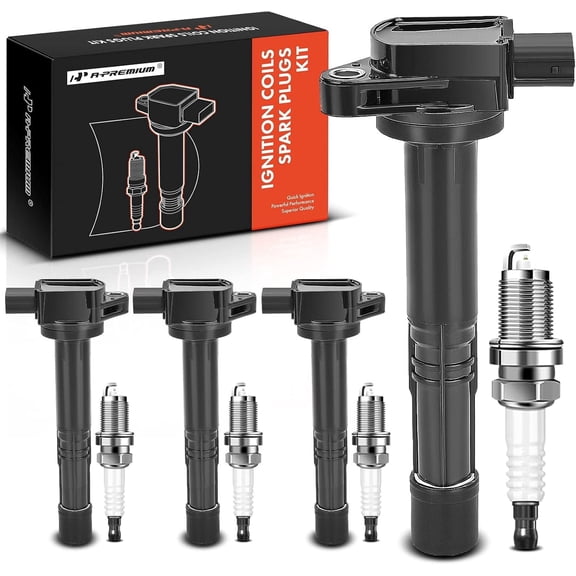 A-Premium Set of 4 Ignition Coil Pack and Iridium Spark Plugs Compatible with Acura TSX 2004 2005 2006 2007 2008 2.4L Replace# NGK6994, C1450