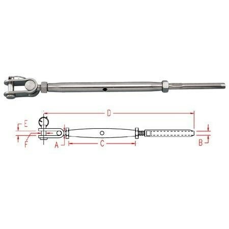 

316 STAINLESS STEEL TOGGLE & SWAGE TURNBUCKLE 1/4 -1/8 (S0782-0703)