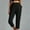 Black, variant on LoyisViDion Women Casual Pants Solid Color Pockets Elastic Waist Comfortable Straight Calf-Length Pants Army Green 10(XL)