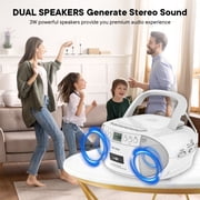 Boombox CD and Cassette Player,Casette Tape Recorder with Remote,AM FM Radio, USB Playback with Earphone Jack, 5.1V Bluetooth Speaker, Battery Operated or AC Powered for Home