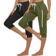 thumbnail image 2 of Quinlirra Womens Capri Pants Petite 2PC Women's Summer High Waisted Solid Color Matching Slim Fitting Yoga Gym Pants, 2 of 5