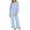 Blue, variant on HUJlwoi Button down Lounge Sets Plaid 2 Piece Pjs Sets Long Sleeve Puff Shirts Pants Sleepwear Soft Color Block Gingham Pajama Sets