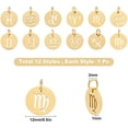 thumbnail image 2 of 12Pcs Zodiac Charm 12 Constellation Sign Letters Alloy Pendants Double Sided Round Enamel Metal Charms Jewelry Making, 2 of 5