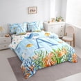 thumbnail image 2 of jejeloiu Ocean Animal Monogram A 7-Piece Twin Bedding Sets For Kids,Cute Whale Underwater Sealife Initial Bedding Comforter Set For Boys,Reversible, 2 of 7