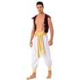 thumbnail image 6 of YEAHDOR Mens Halloween Cosplay Costume Ancient Greek God Gladiator Prince Role Play Costume Waistcoat with Pants White 3XL, 6 of 7