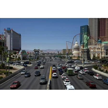 Traffic at Tropicana Avenue and the Strip, Las Vegas, Nevada Print Wall Art By David (Vegas Best Pizza Tropicana)