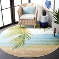 thumbnail image 4 of SAFAVIEH Barbados Palm Leaves Outdoor Area Rug, Gold/Blue, 8' x 8' Round, 4 of 8