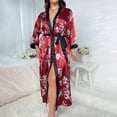thumbnail image 2 of Pijamas de talla grande para mujer, moda informal, pijamas holgados con estampado, camisón sexy largo de seda para mujer, 2 of 5