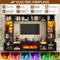 thumbnail image 4 of ANPOO 107" Large Wall Unit Entertainment Center with 40" Electric Fireplace, Bookshelves, LED Lights, Modern High Glossy TV Stand Media Console Table with Bridge Cabinet for Living Room & Home Theate, 4 of 11