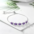 thumbnail image 3 of Gem Stone King 925 Sterling Silver Purple Amethyst and White Topaz Women Tennis Bracelet (6.09 Cttw, Gemstone Birthstone, Oval 8X6MM, Fully Adjustable up to 9 inch), 3 of 4