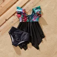 thumbnail image 3 of PatPat Family Matching Swimsuits V-Neck Spliced Mesh Tankini and Floral Drawstring Swim Trunks, Black, Girl 6-7 Years, 3 of 8