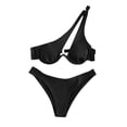thumbnail image 7 of Qingpeng One Piece Swimsuit for Women Single shoulder Strap Solid Color Swimwear High Waist Shorts Bathing Suit, 7 of 7