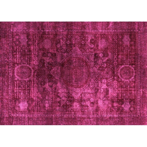 Ahgly Company Indoor Rectangle Oriental Pink Modern Area Rugs, 7' x 9'
