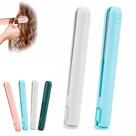 2-in-1 Mini Curling Iron for Short Hair | Ceramic-Coated Dual Function Styling Tool - All Hair Types, Fast Heating.