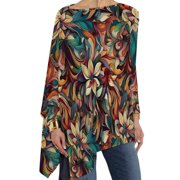 Art Nouveau T-Shirt Retro Floral Print Pretty Long Sleeve T-Shirts Ladies Korean Fashion Tshirt Oversized Custom Tops