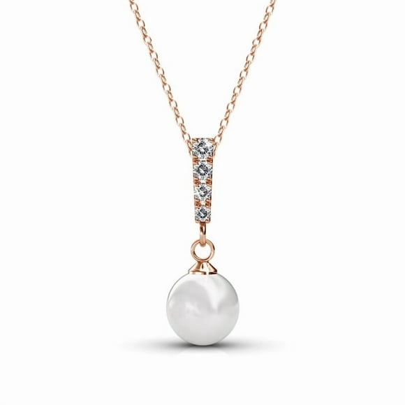 Cate & Chloe Gabrielle 18k Rose Gold Plated Shell Pearl Necklace with Swarovski Crystals for Women
