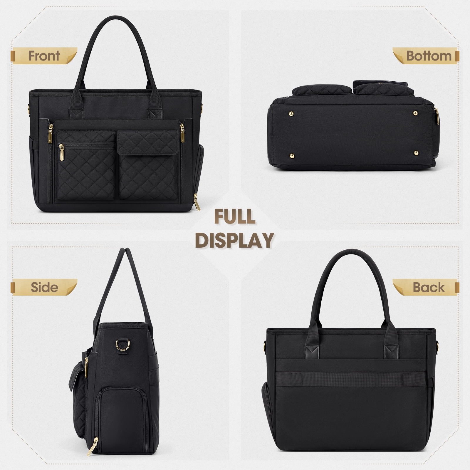 RAINSMORE Teacher Tote Bag with Insulated Lunch Compartment 15.6 inch Laptop Bag for Women Lightweight Work Bags Nurse Bags