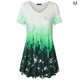 thumbnail image 1 of Camiseta de mujer Blusa informal con estampado degradado Vestido suelto con cuello en V, Verde, M tholdsy AP001902-10, 1 of 4