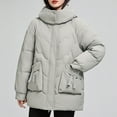 thumbnail image 4 of Fartey Plus Size Womens Hooded Puffer Coat Oversized Quilted Down Jacket Fall Winter Full Zip Warm Coats Loose Fit Solid Color Long Sleeve Thick Outerwear with Pockets, 4 of 5