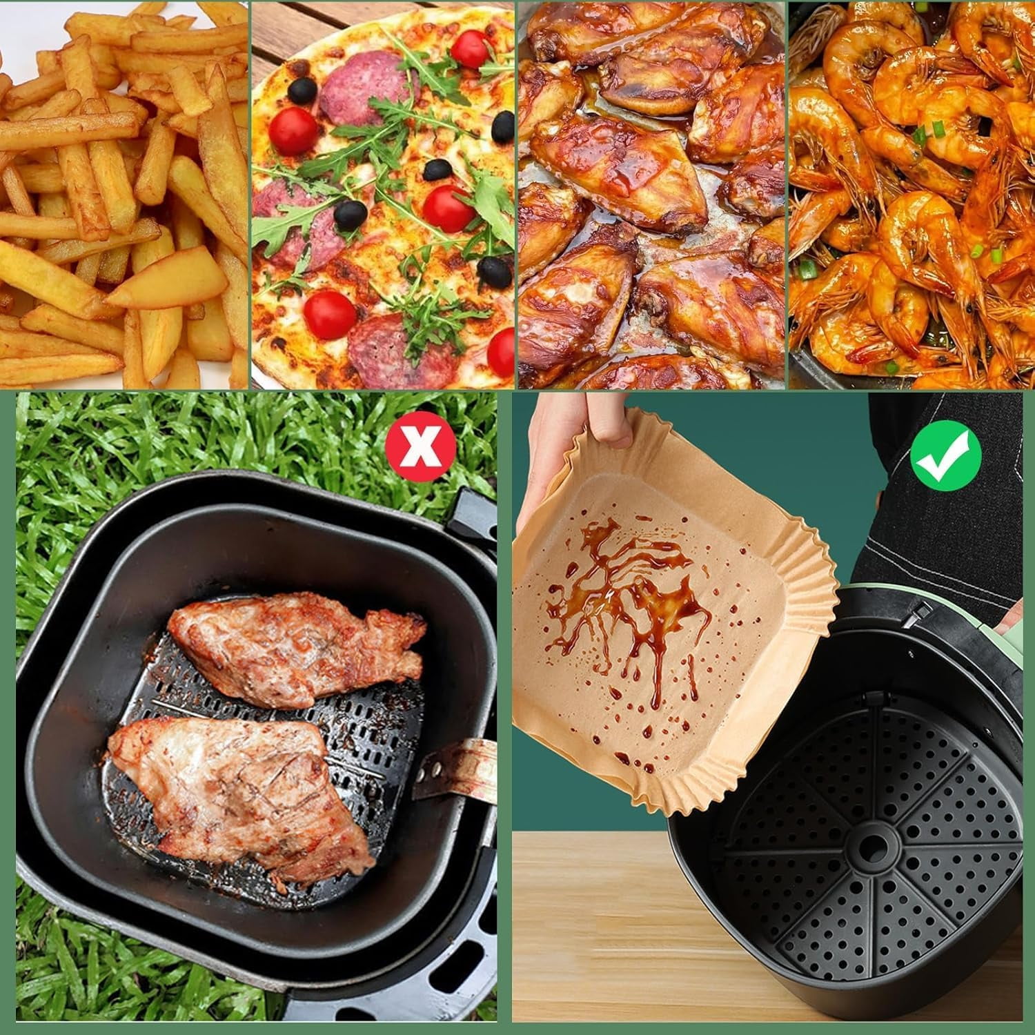 Air Fryer Liners Disposable,300Pcs 9inch Airfryer Liners for 5-8QT Air Fryer,Square Air Fryer Parchment Paper Liners for Ninja AF141,AF142,AF181,AF182,COSORI,Chefman,Instant Pot,Cuisinart