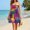 Purple, variant on Hawaiian Print Dress, Strapless Sundress with Smocked Bust and Flared Skirt for Women for Beach Vacation Summer Blue L