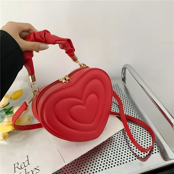 GASTROPOD Fashion Love Heart Shape Shoulder Bag Small Handbags Designer Crossbody Bags For Women Solid PU Leather Top Handle Bag red 22x19x8cm